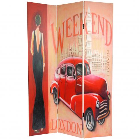 6 ft. Tall Vintage Weekend Canvas Room Divider - London