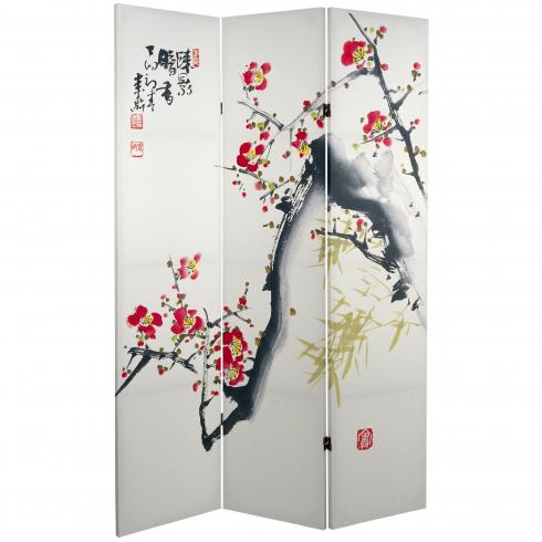 6 ft. Tall Cherry Blossoms and Love Canvas Room Divider