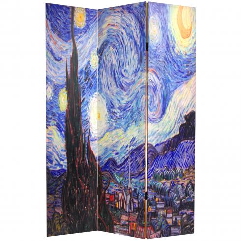 6 ft. Tall Works of Van Gogh Room Divider - Starry Night/Sunflowers