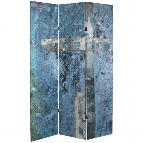 6 ft. Tall Double Sided Blue Dream Canvas Room Divider