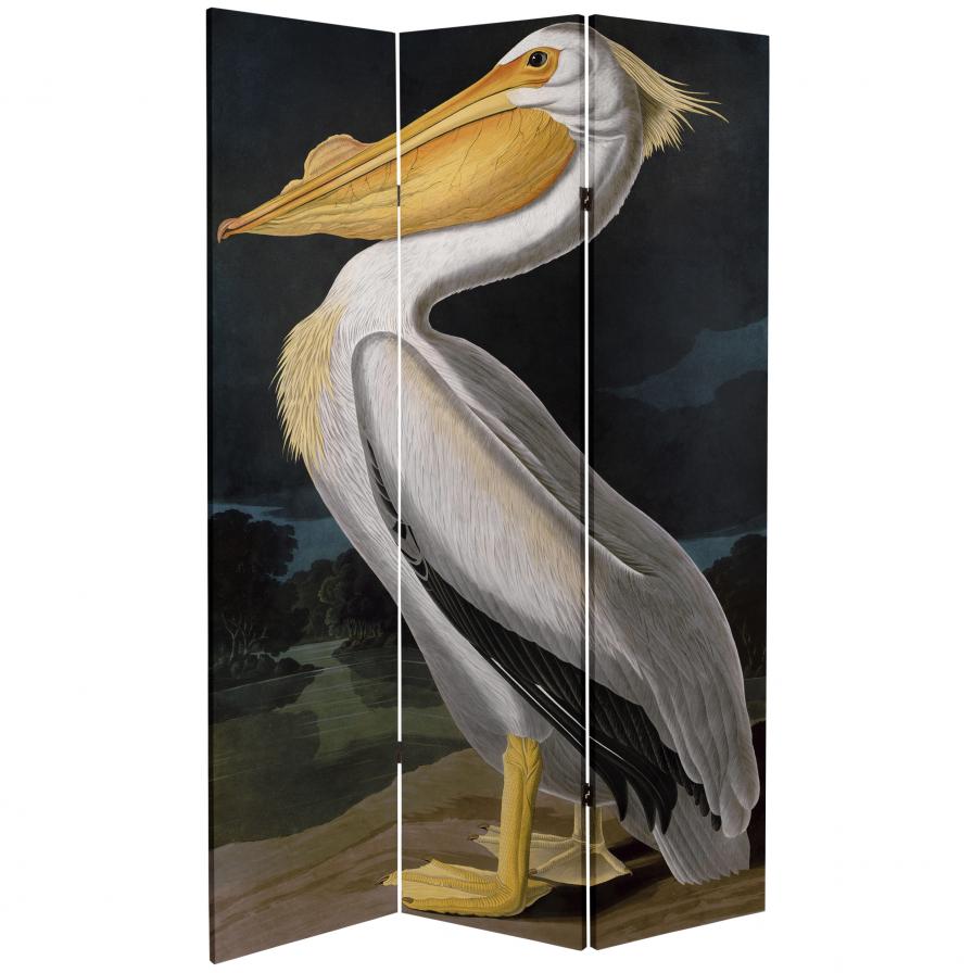 6 ft. Tall Double Sided Audubon Pelican Canvas Room Divider