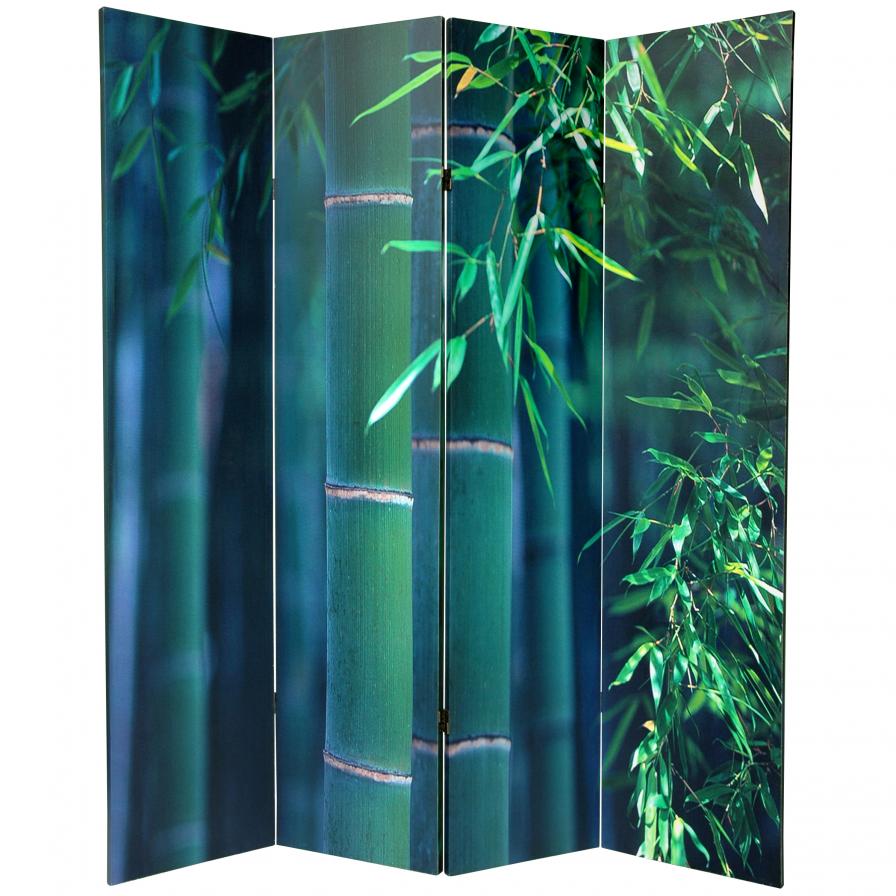 6 ft. Tall Double Sided Bamboo Tree Canvas Room Divider: Screens.com