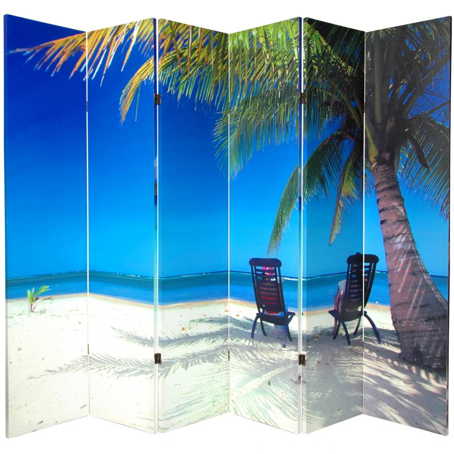 6 ft. Tall Beach Room Divider 6 Panel