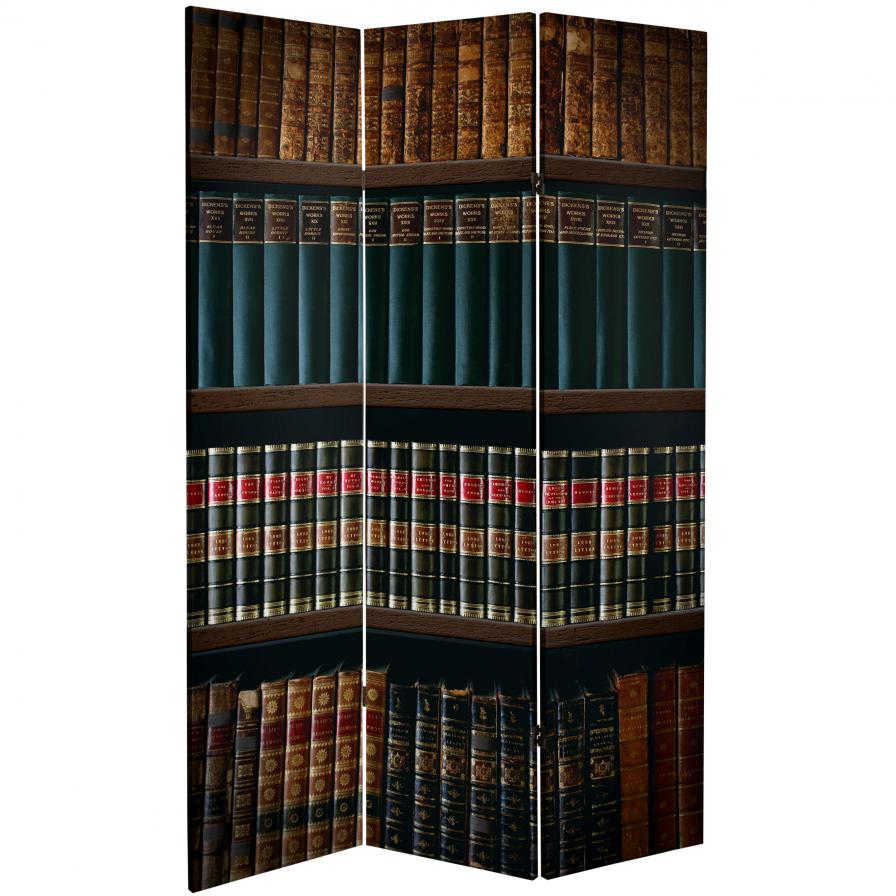 6 ft. Tall Double Sided Library Canvas Room Divider