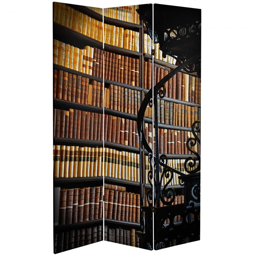 6 ft. Tall Double Sided Library Canvas Room Divider