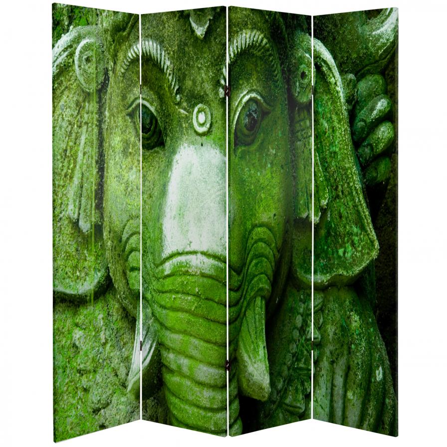 6 ft. Tall Buddha and Ganesh Canvas Room Divider