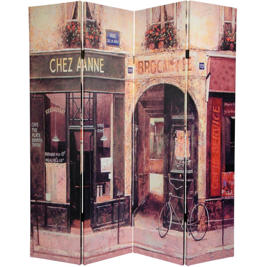 6 ft. Tall French Cafe Canvas Room Divider 6 ft. Tall French Cafe Canvas Room Divider