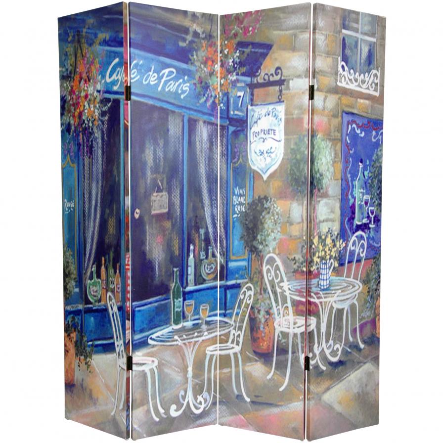 6 ft. Tall Parisian Cafe Canvas Room Divider