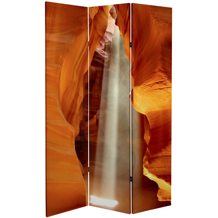 6 ft. Tall Double Sided Painted Desert Canvas Room Divider