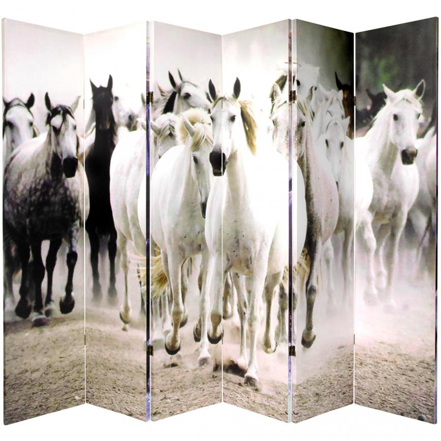 6 ft. Tall Double Sided Horses Canvas Room Divider 6 ft. Tall Double Sided Horses Canvas Room Divider