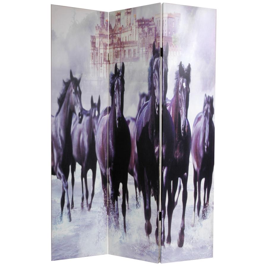 6 ft. Tall Horses Canvas Room Divider