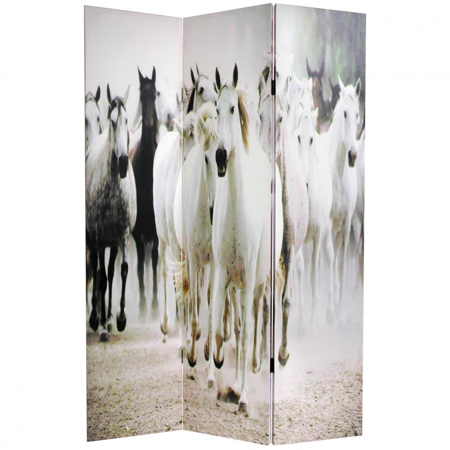 6 ft. Tall Horses Canvas Room Divider