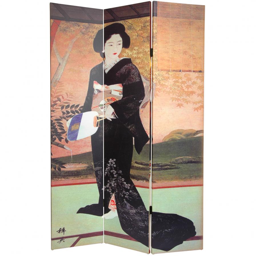 6 ft. Tall Japanese Ladies Canvas Room Divider
