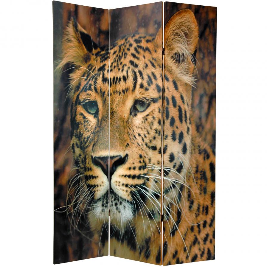 6 ft. Tall Double Sided Leopard Room Divider