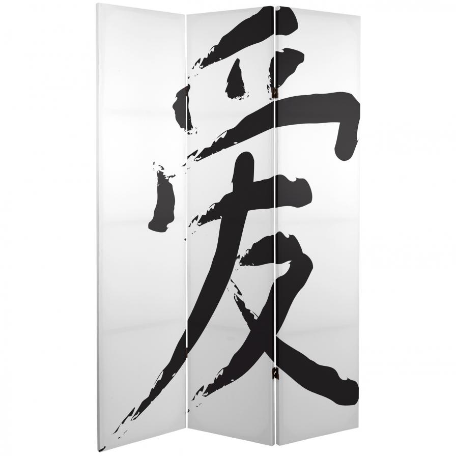 6 ft. Tall Cherry Blossoms and Love Canvas Room Divider