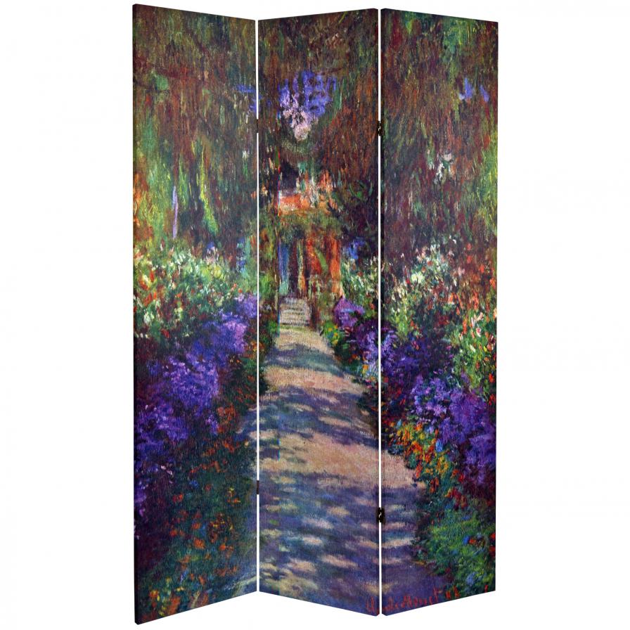 6 ft. Tall Works of Monet Canvas Room Divider - Lilies/Garden at Giverny