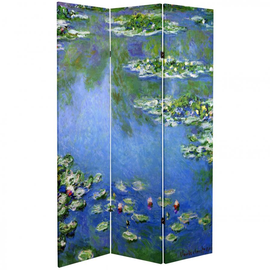 6 ft. Tall Works of Monet Canvas Room Divider - Lilies/Garden at Giverny
