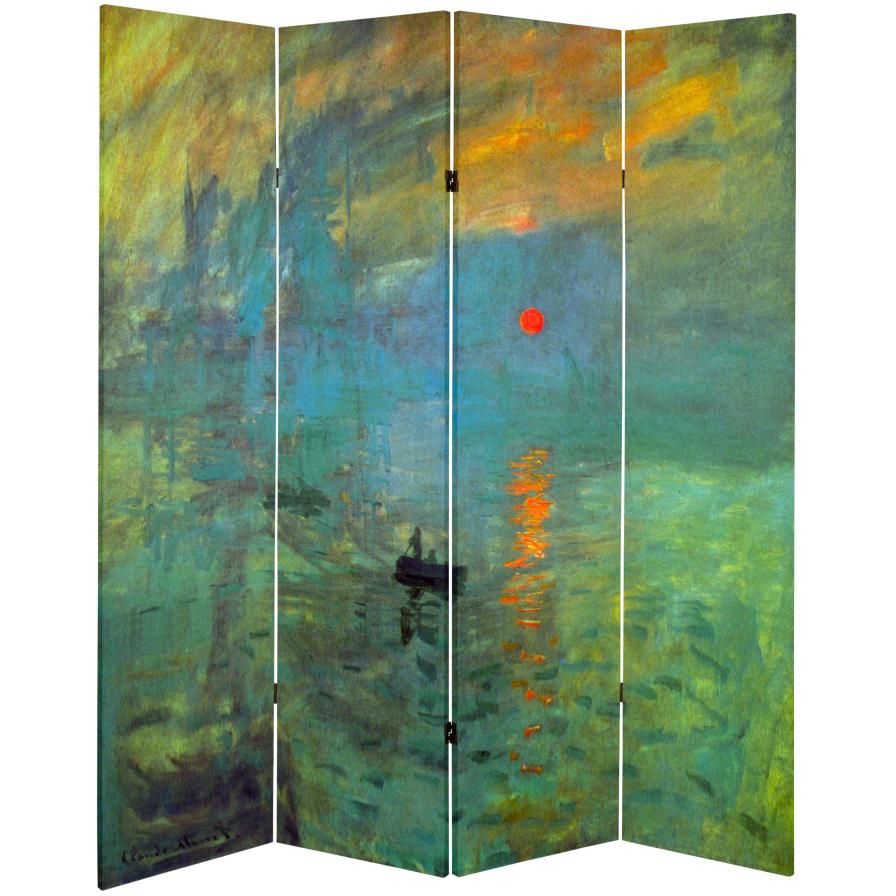 6 ft. Tall Double Sided Works of Monet Canvas Room Divider - Impression Sunrise/Houses of Parliament