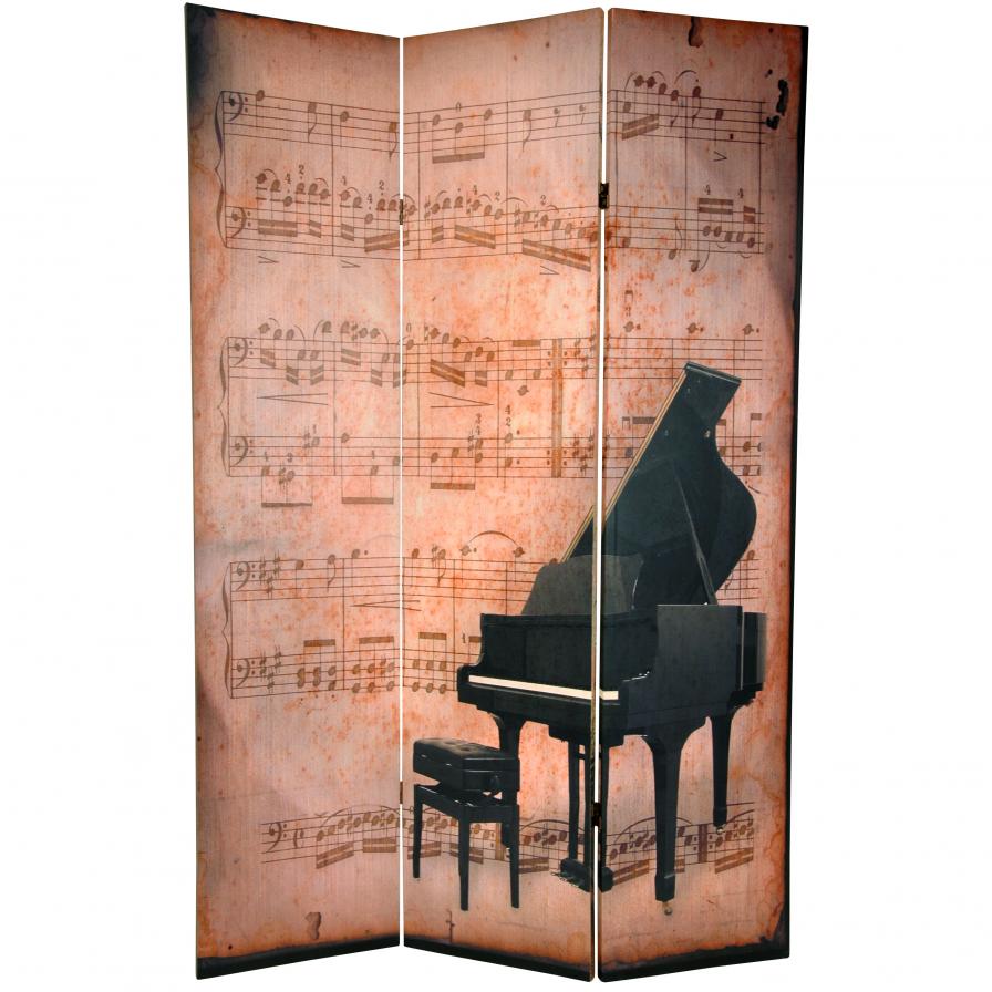 6 ft. Tall Double Sided Music Room Divider - Piano/Phonograph
