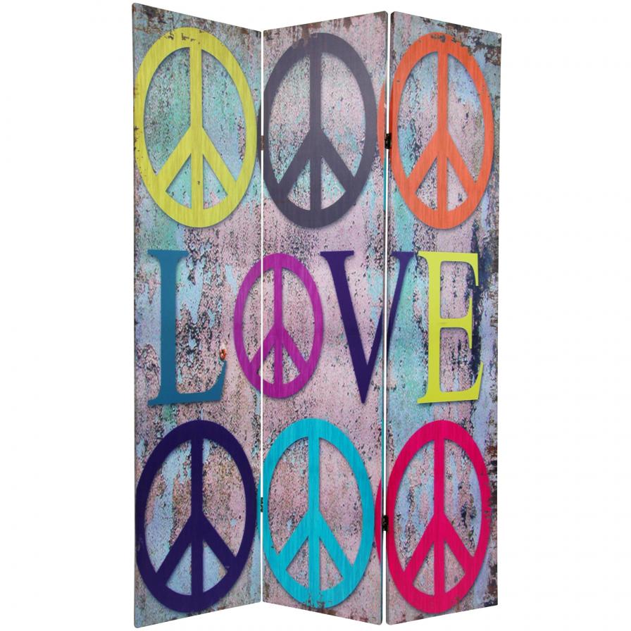 6 ft. Tall Double Sided Multi-Color Peace & Love Room Divider