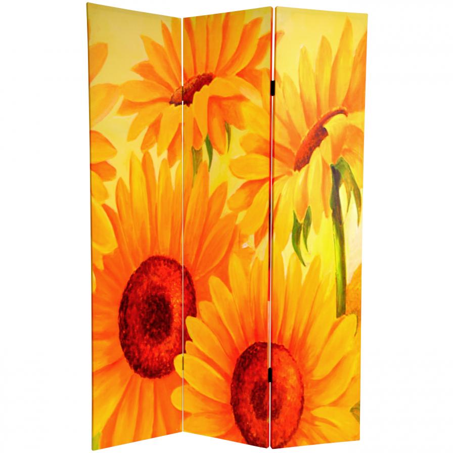 6 ft. Tall Poppies and Sunflowers Canvas Room Divider