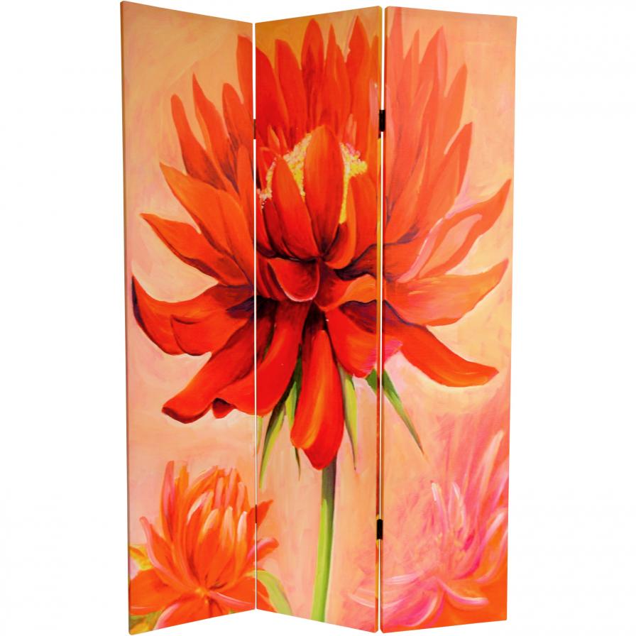 6 ft. Tall Poppies and Sunflowers Canvas Room Divider