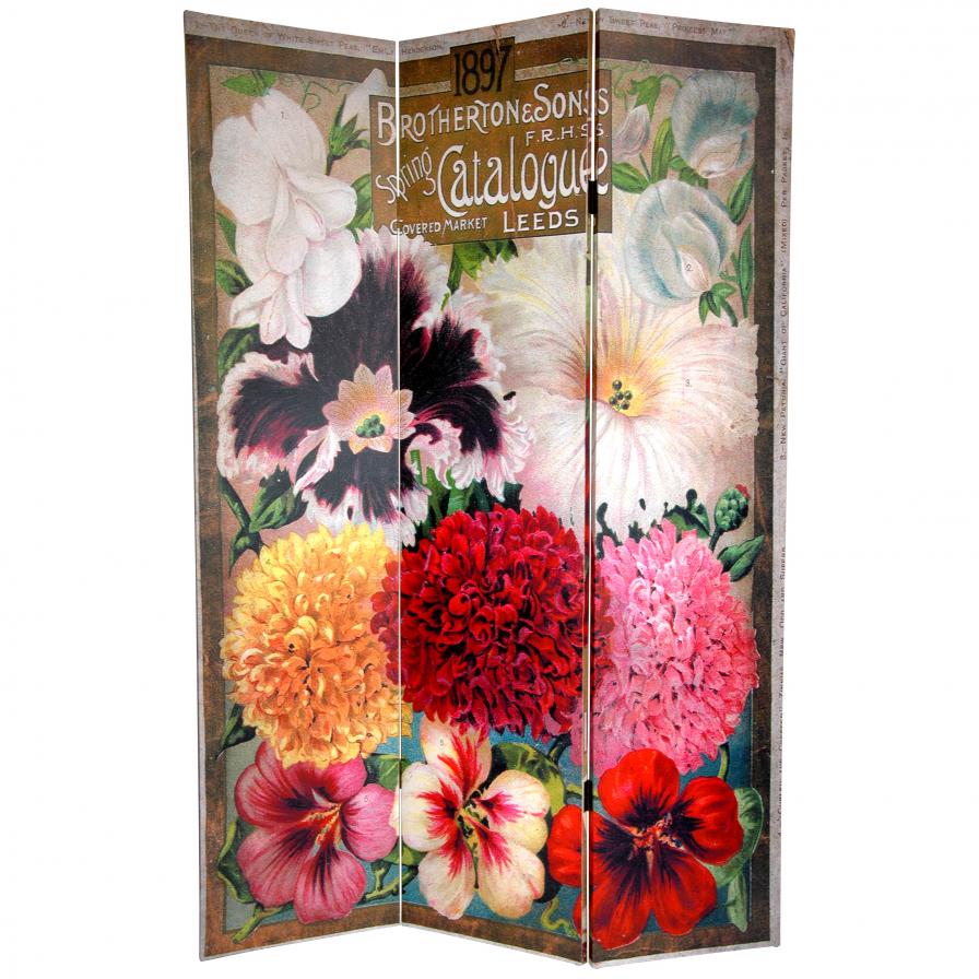 6 ft. Tall Flower Seeds Canvas Room Divider - Roses 6 ft. Tall Flower Seeds Canvas Room Divider - Roses