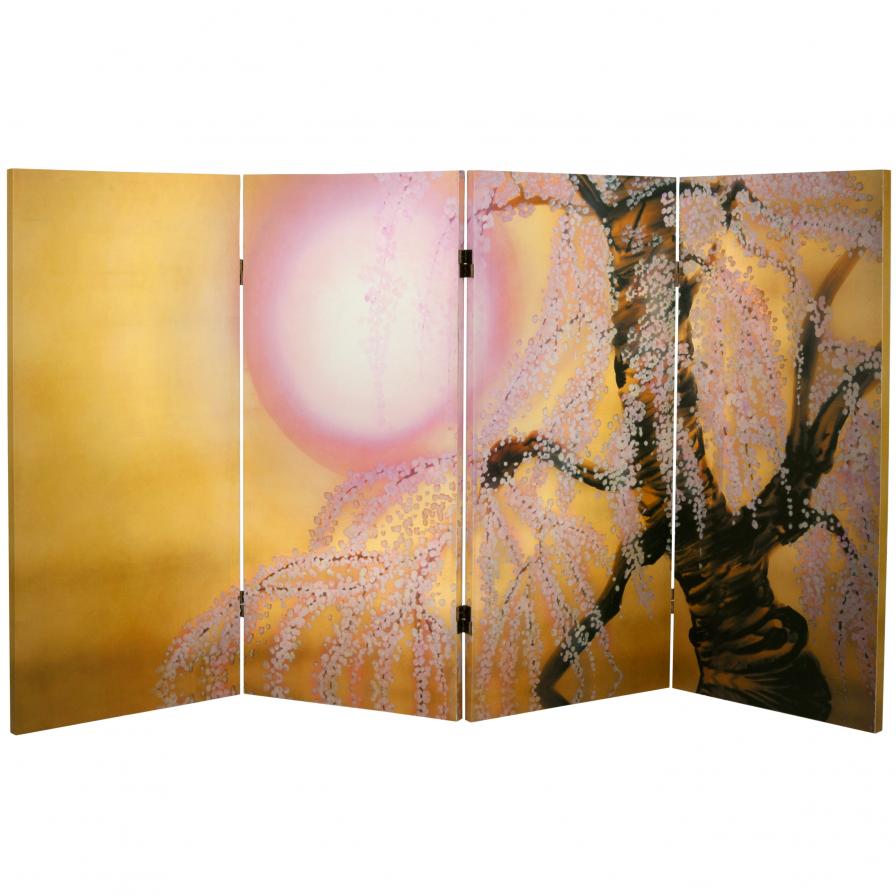 3 ft. Tall Double Sided Sakura Blossoms Canvas Room Divider