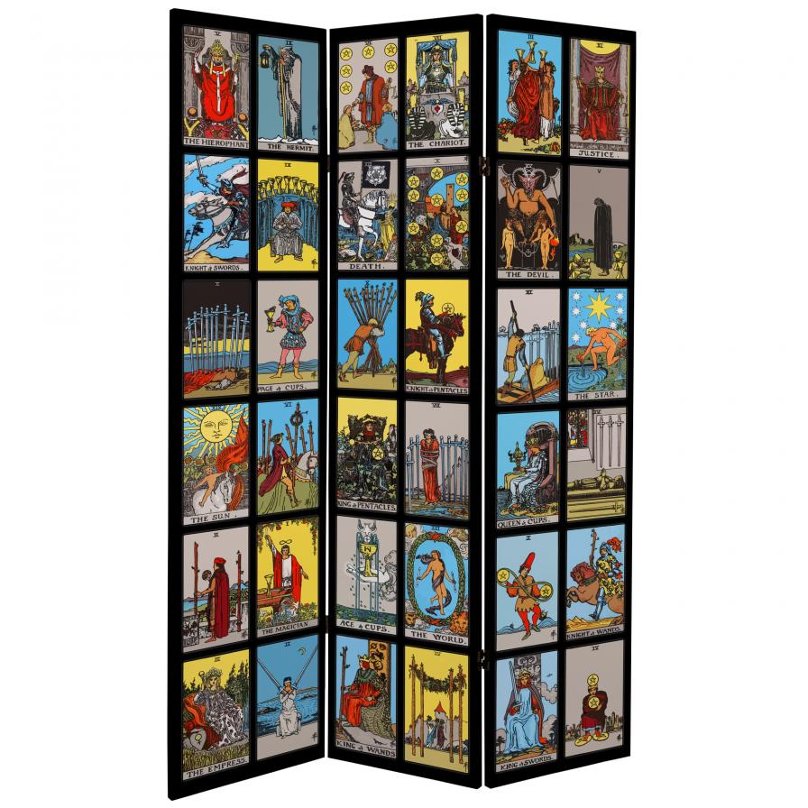 6 ft. Tall Double Sided Rider-Waite Tarot Canvas Room Divider