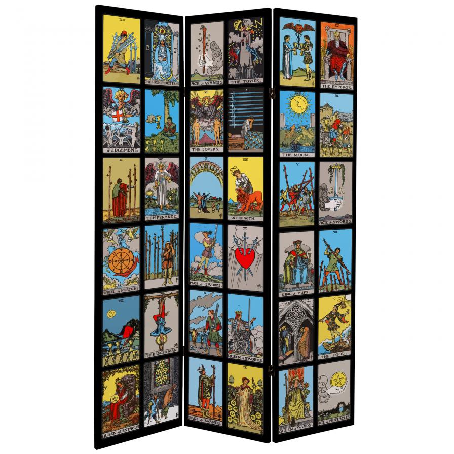 6 ft. Tall Double Sided Rider-Waite Tarot Canvas Room Divider