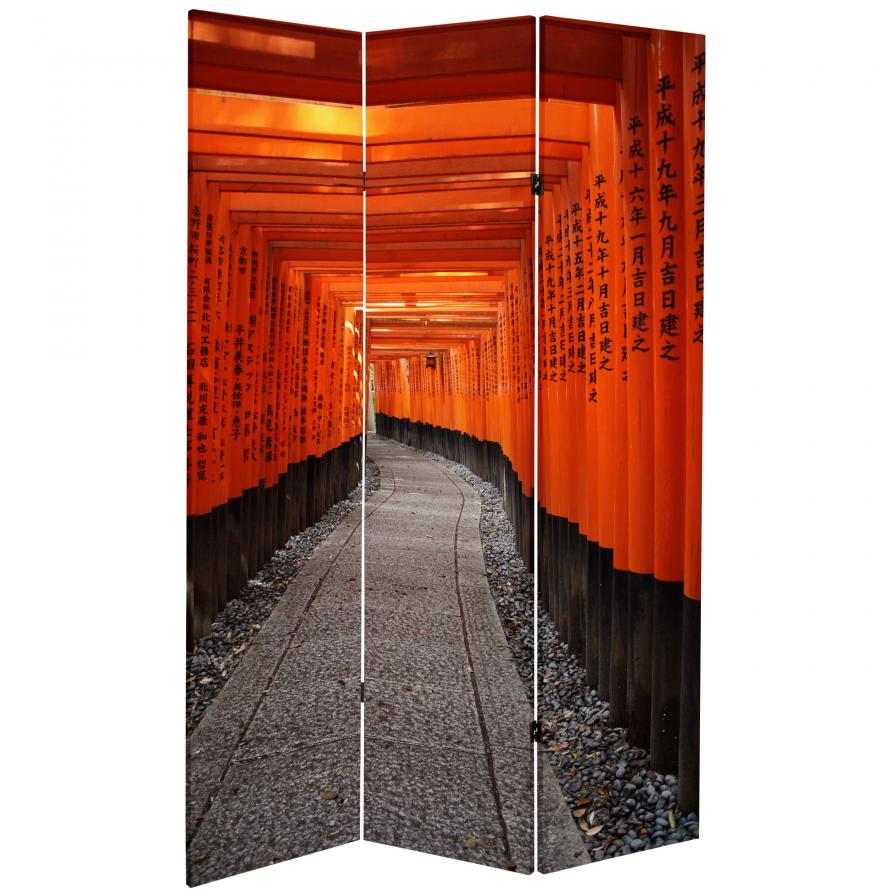 6 ft. Tall Double Sided Japanese Torii Gate Canvas Room Divider