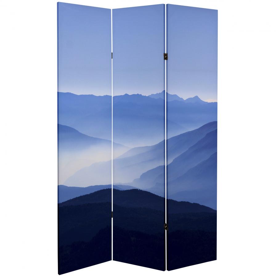 6 ft. Tall Double Sided Misty Mountain Canvas Room Divider