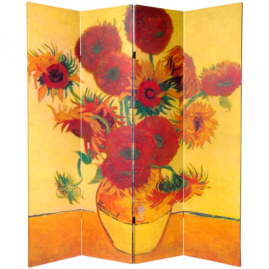 6 ft. Tall Double Sided Works of Van Gogh Canvas Room Divider
