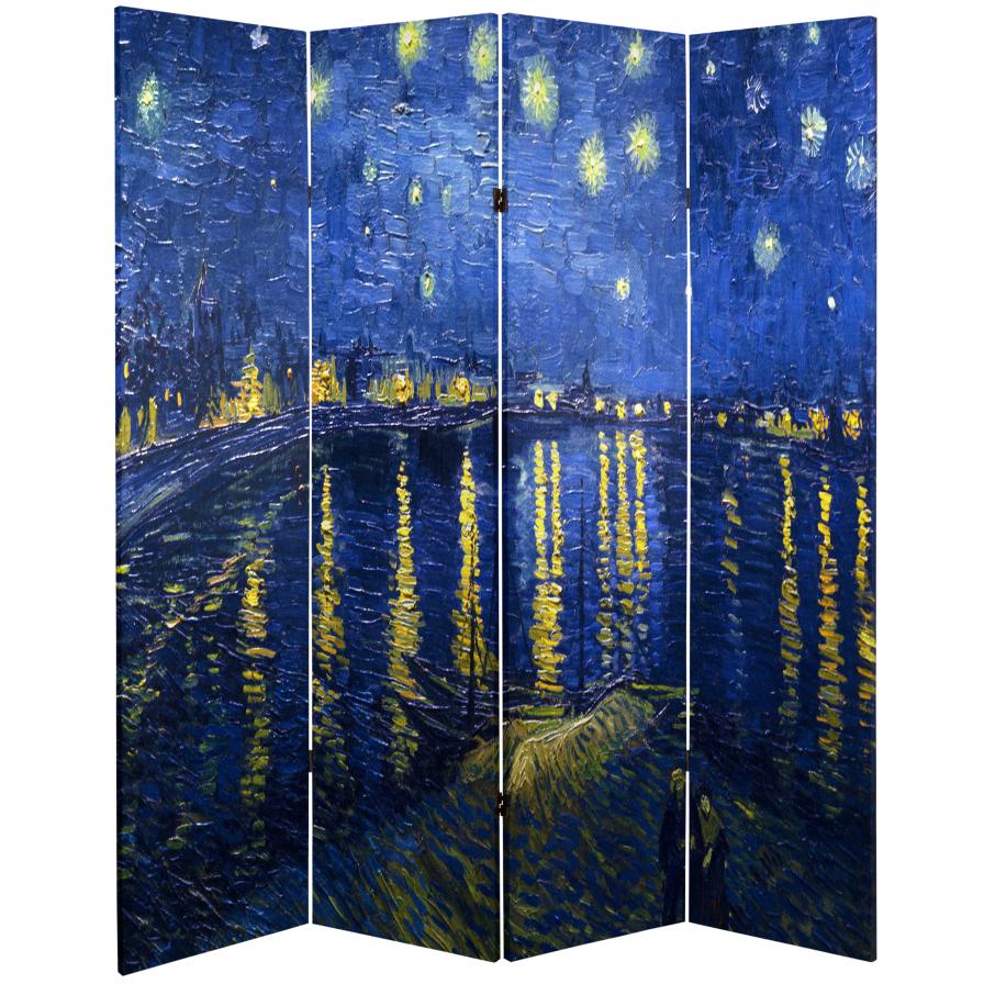 6 ft. Tall Works of Van Gogh Room Divider - Irises/Starry Night Over Rhone