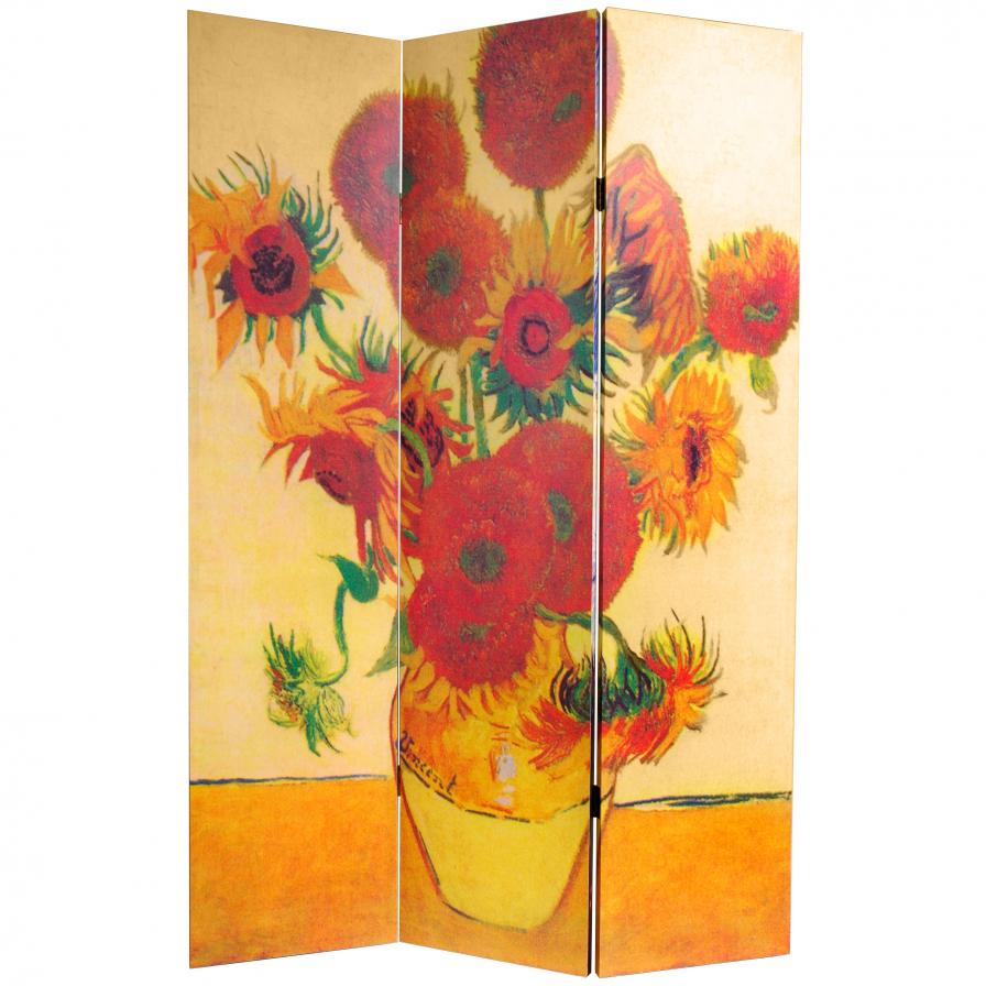 6 ft. Tall Works of Van Gogh Room Divider - Starry Night/Sunflowers